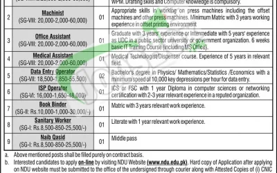 National Defence University announced jobs for different vacancies