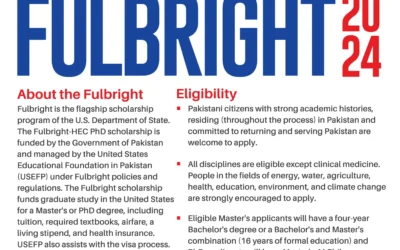 Fully funded US Fulbright Scholarships for Pakistani Students 2024 | Apply For Mster’s And PhD programs